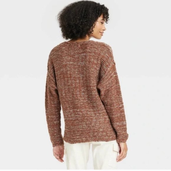 Women's Brown Knit V-Neck Sweater - NWT - Universal Thread - Picture 2 of 4